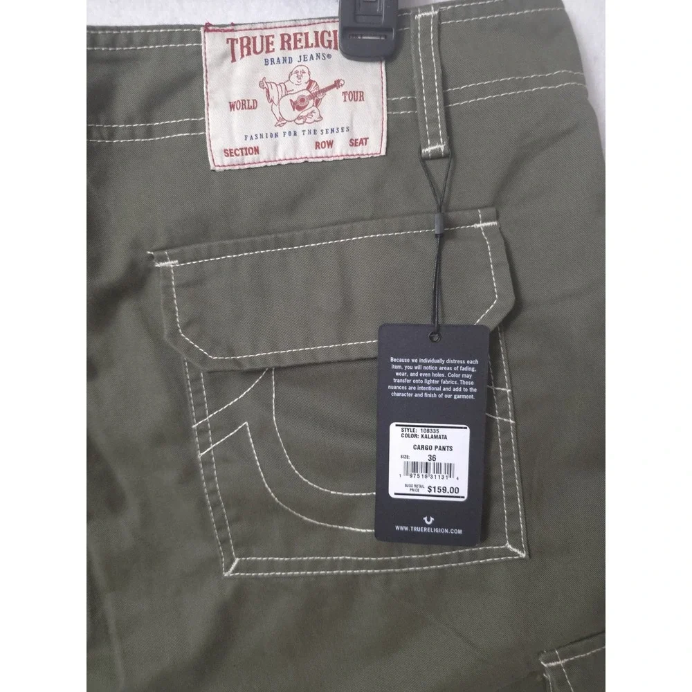 True Religion Cargo Pants Mens Size 36x32 Green Kalamata  Streetwear Stile108335